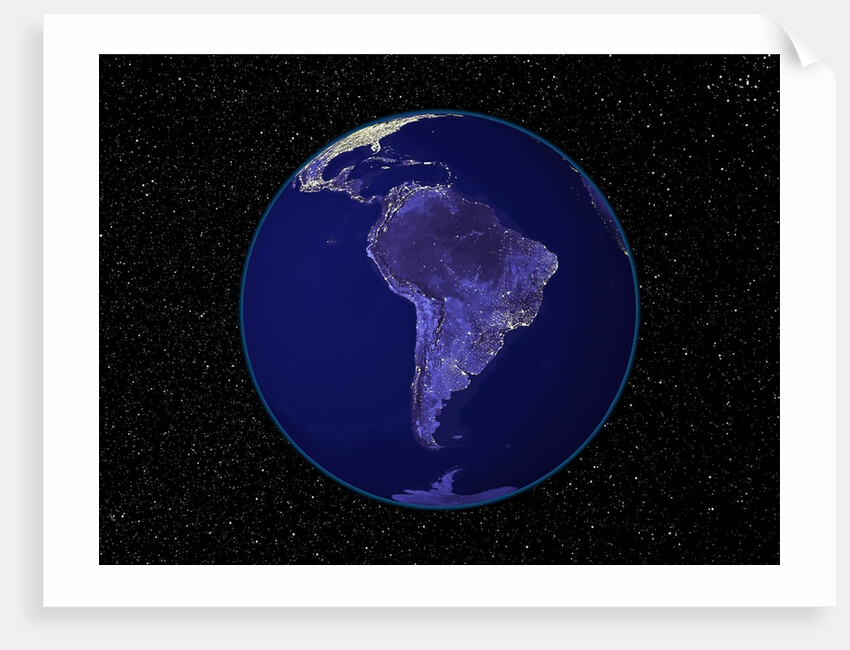 City Lights in Dark View of South America by Anonymous
