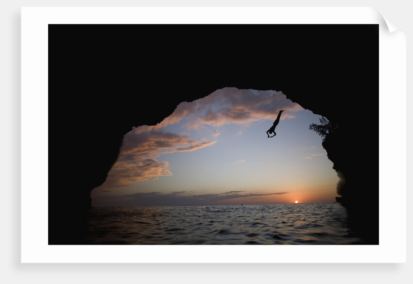 Young Man Diving into Sea at Pirate's Cave by Anonymous