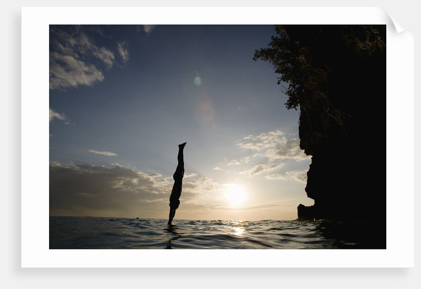 Diver Entering Sea at Pirate's Cave by Anonymous