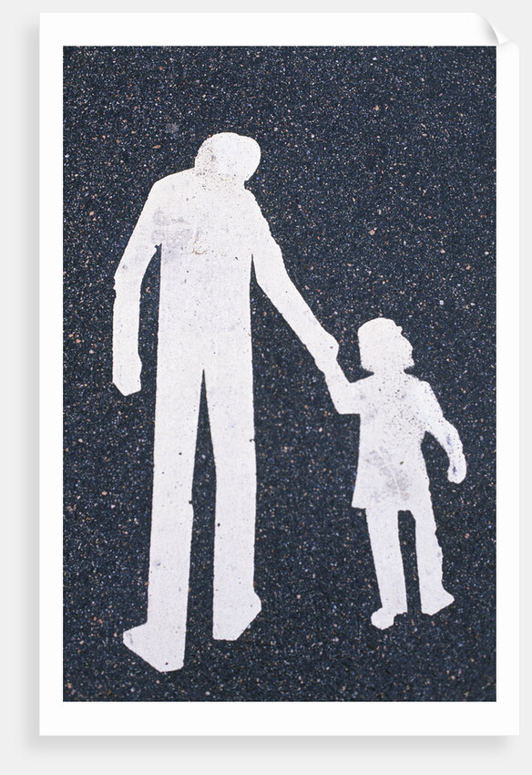 Father and Child Painted on Road by Anonymous