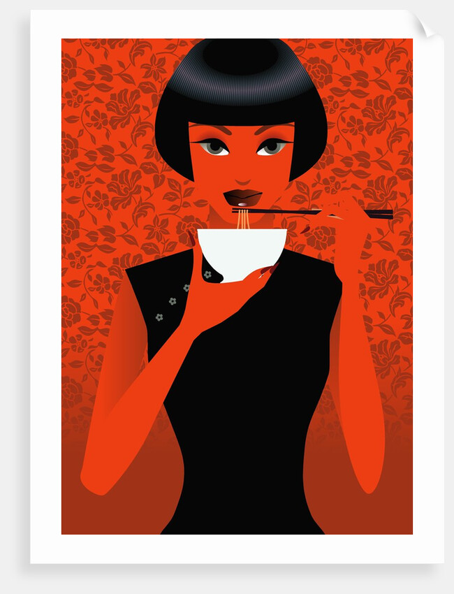 Women Eating Noodles by Anonymous