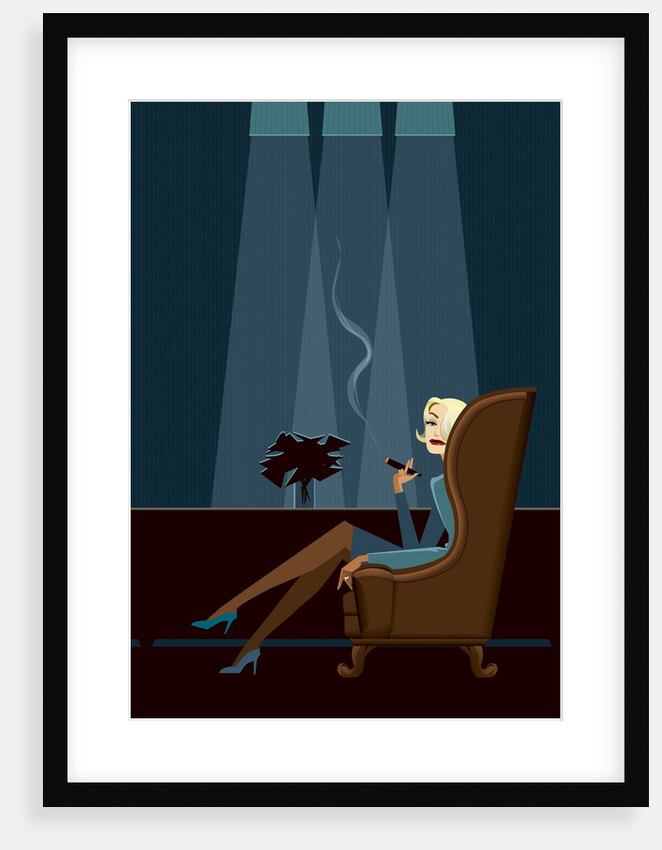 Businesswoman Smoking Cigar by Anonymous