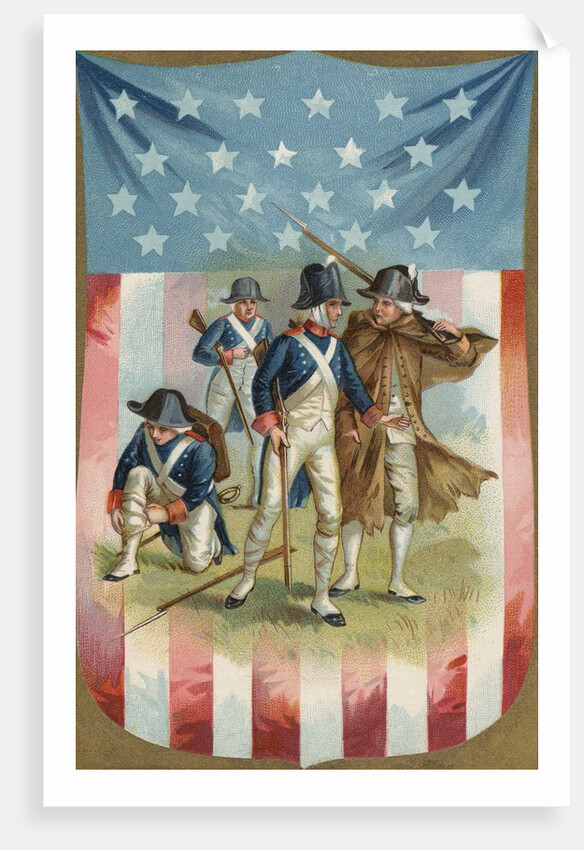 Fourth of July Postcard with Continental Soldiers by Anonymous