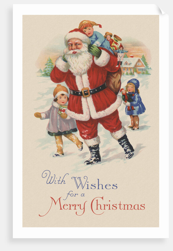 With Wishes for a Merry Christmas Postcard by Anonymous
