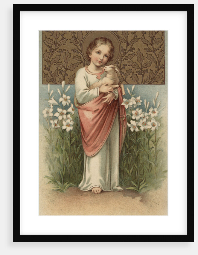 Easter Postcard with Young Jesus Christ Holding Lamb by Anonymous