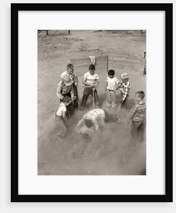 1950s Two Boys On Ground Fighting at Baseball Game by Anonymous