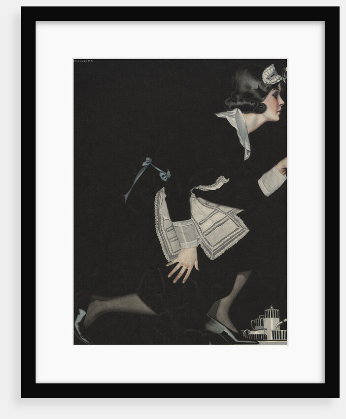 Illustration of Maid Peeking in Keyhole by Coles Phillips