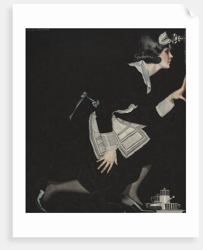 Illustration of Maid Peeking in Keyhole by Coles Phillips