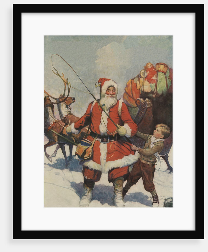 Illustration of Santa and His Sleigh by Frank E. Schoonover