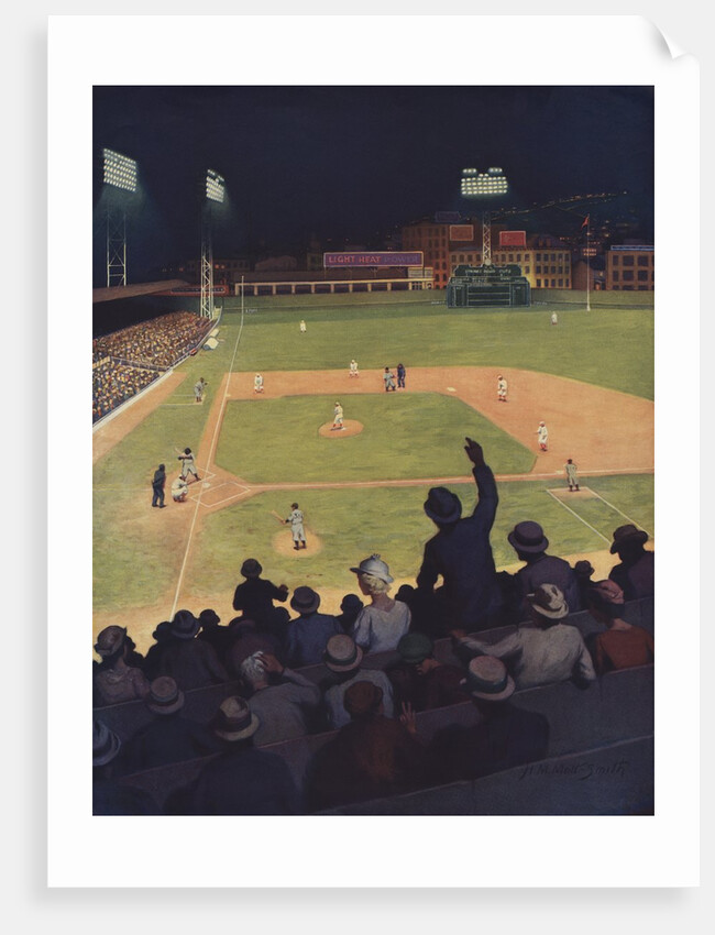 Illustration of First Major League Game Played Under Floodlights by H.M. Molt-Smith