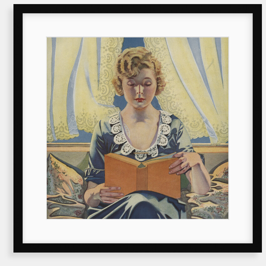 Illustration of Woman Reading Book by Coles Phillips