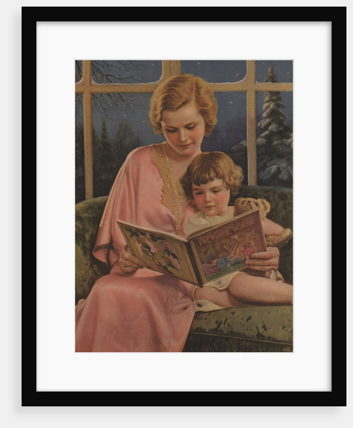 Illustration of Mother and Daughter Reading by Anonymous