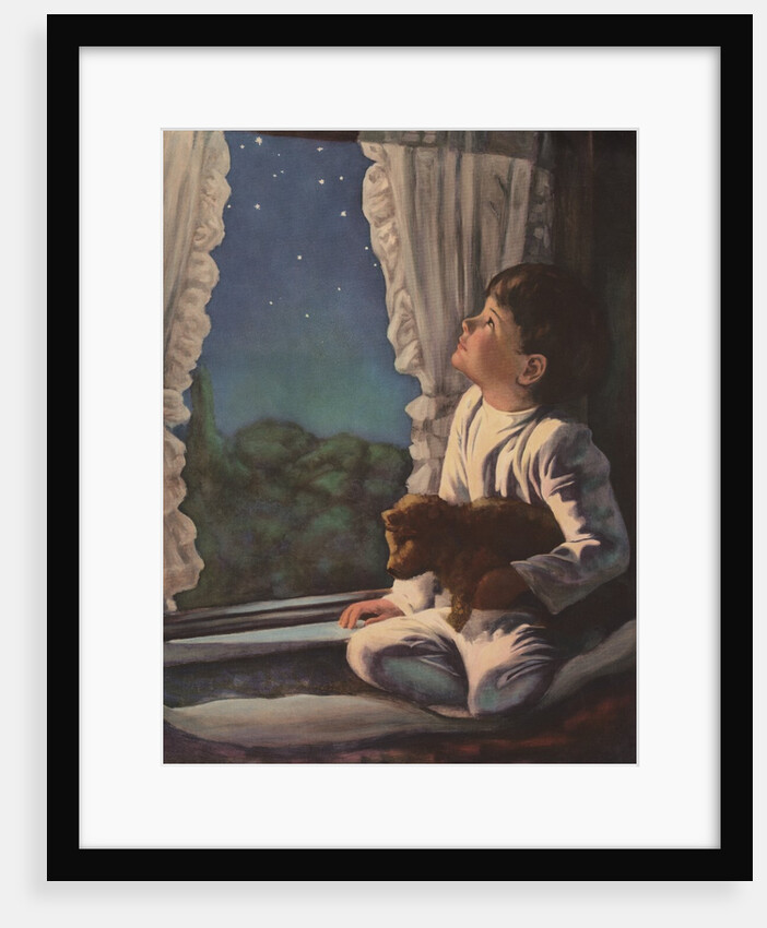 Illustration of Boy Looking at Night Sky by Anonymous