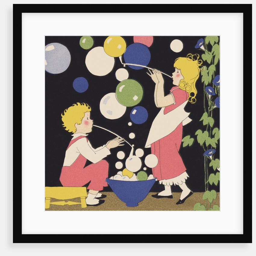 Illustration of Children Blowing Bubbles by Anonymous