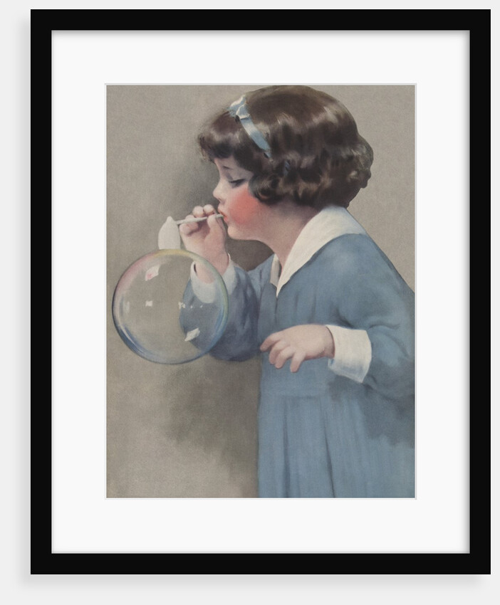 Illustration of Young Girl Blowing a Bubble by Bessie Pease Gutmann
