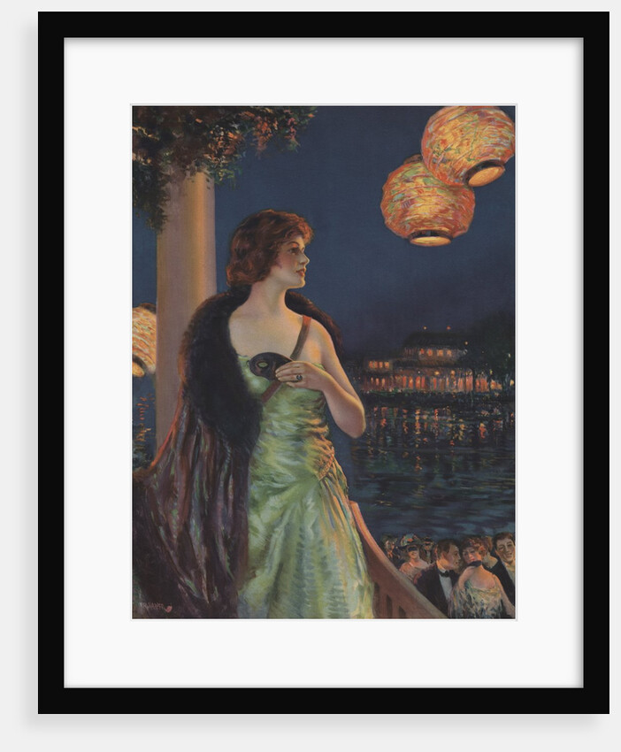 Illustration of Woman at Masked Ball by F.R. Harper