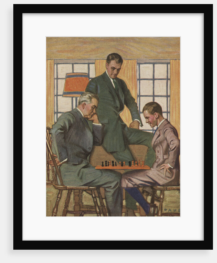 Illustration of Men Playing Chess by Herbert Paus