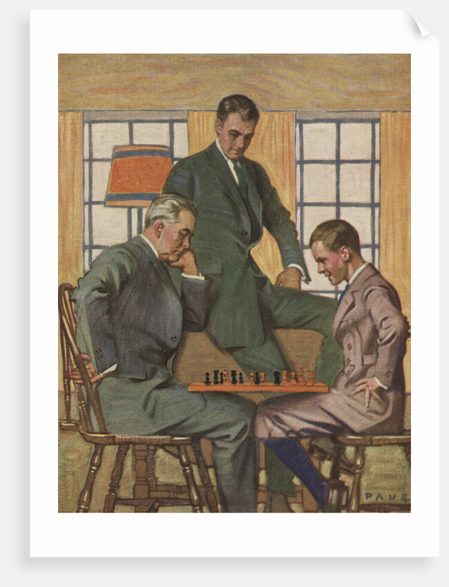 Illustration of Men Playing Chess by Herbert Paus
