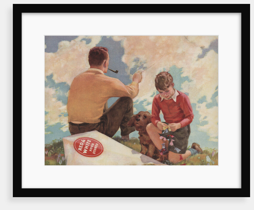 Illustration of Father and Son Flying Kites by Douglass Crockwell