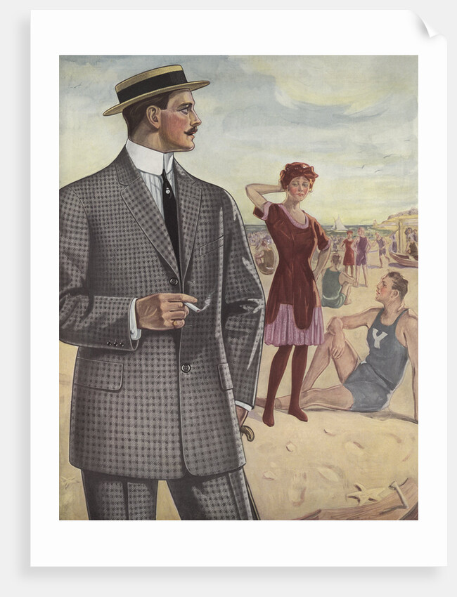 Royal Tailors Illustration of Man Wearing Suit at Beach by Anonymous