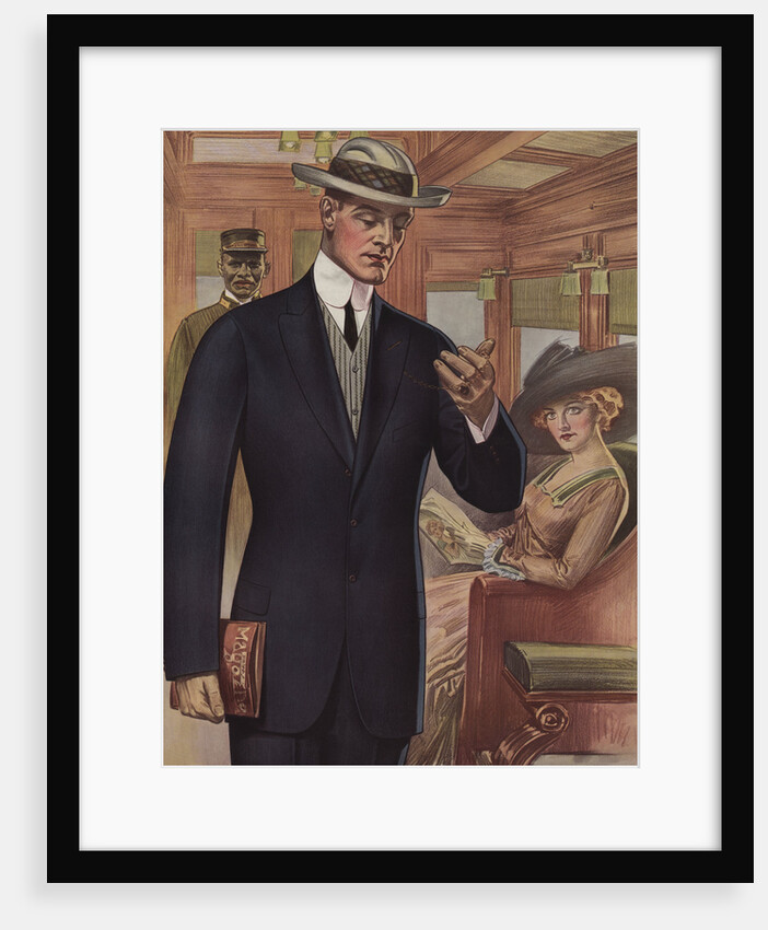 Royal Tailors Illustration of Man on Train Looking at Watch by Anonymous