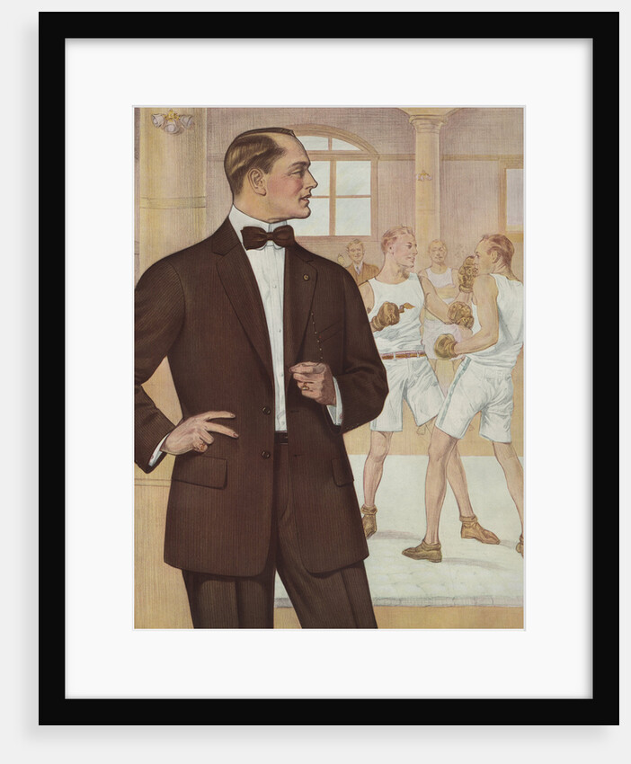 Royal Tailors Illustration of Man in Suit at Boxing Gym by Anonymous