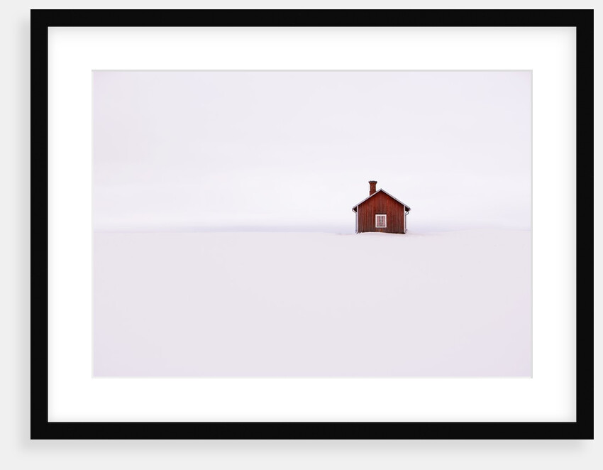 Red Wooden House Surrounded by Snow by Anonymous