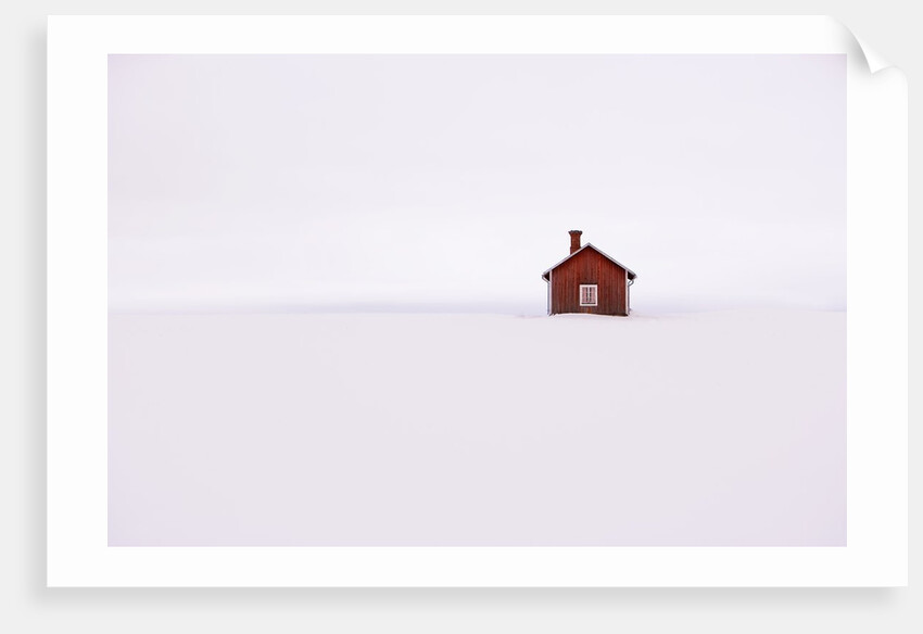 Red Wooden House Surrounded by Snow by Anonymous