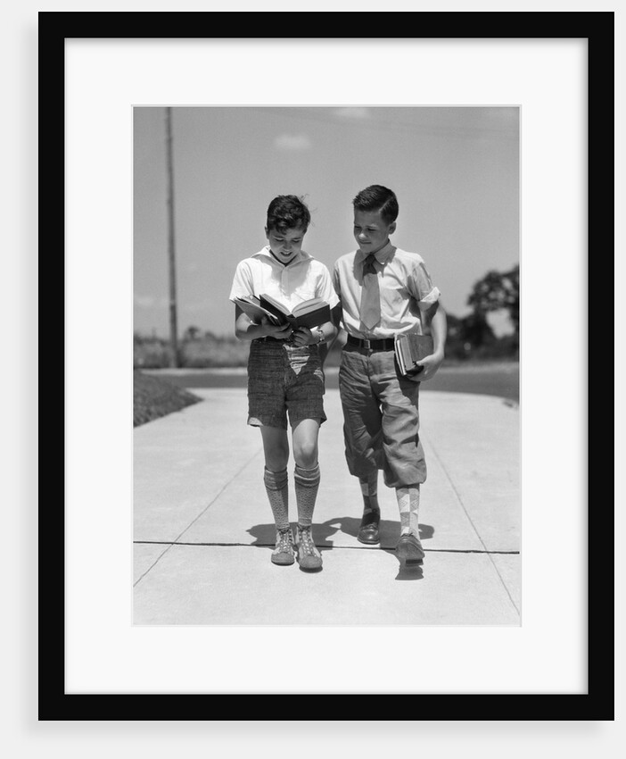 1930s Two Boys Walking School Reading Books by Anonymous
