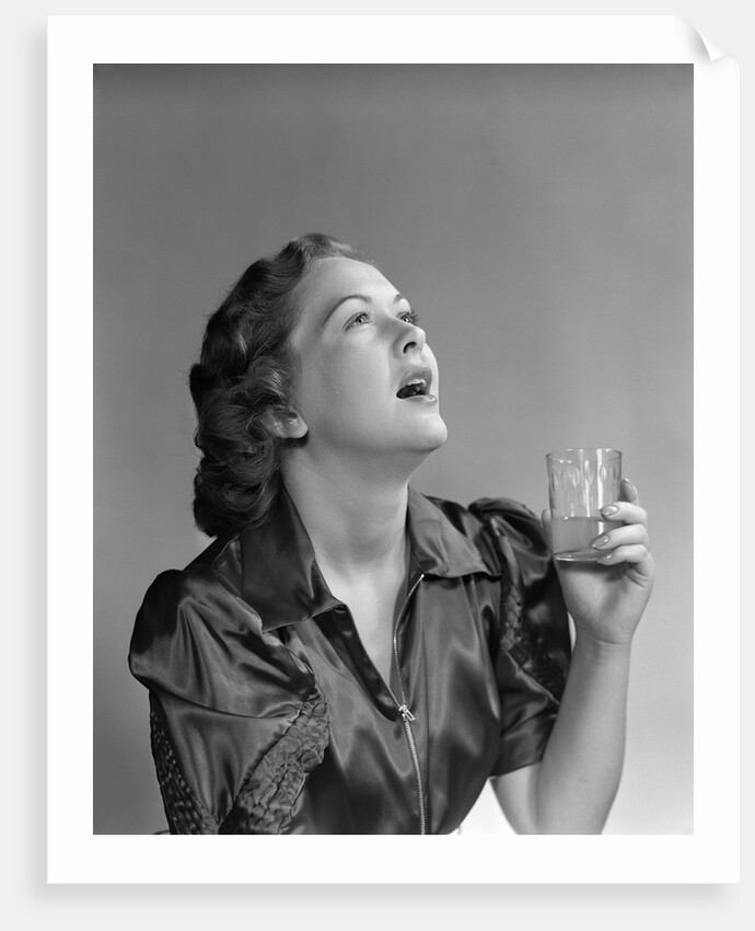 1940s 1950s Woman Gargling by Anonymous