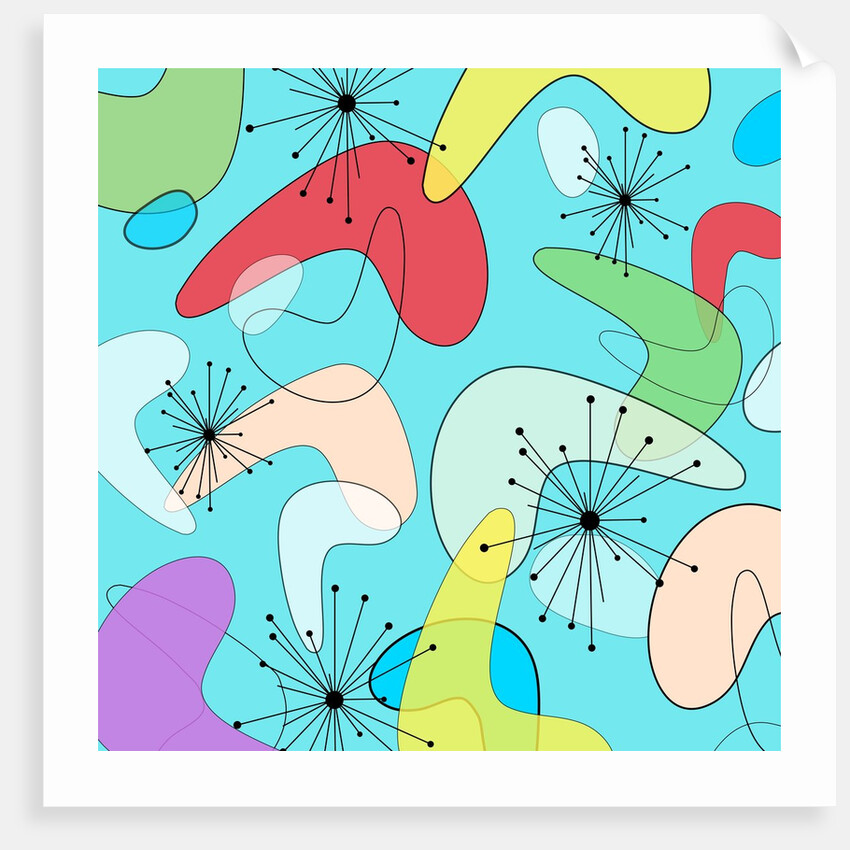 Retro Bean Pattern Blue by Anonymous