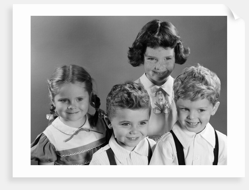 1950s Portrait Of Four Children Two Boys And Two Girls by Anonymous