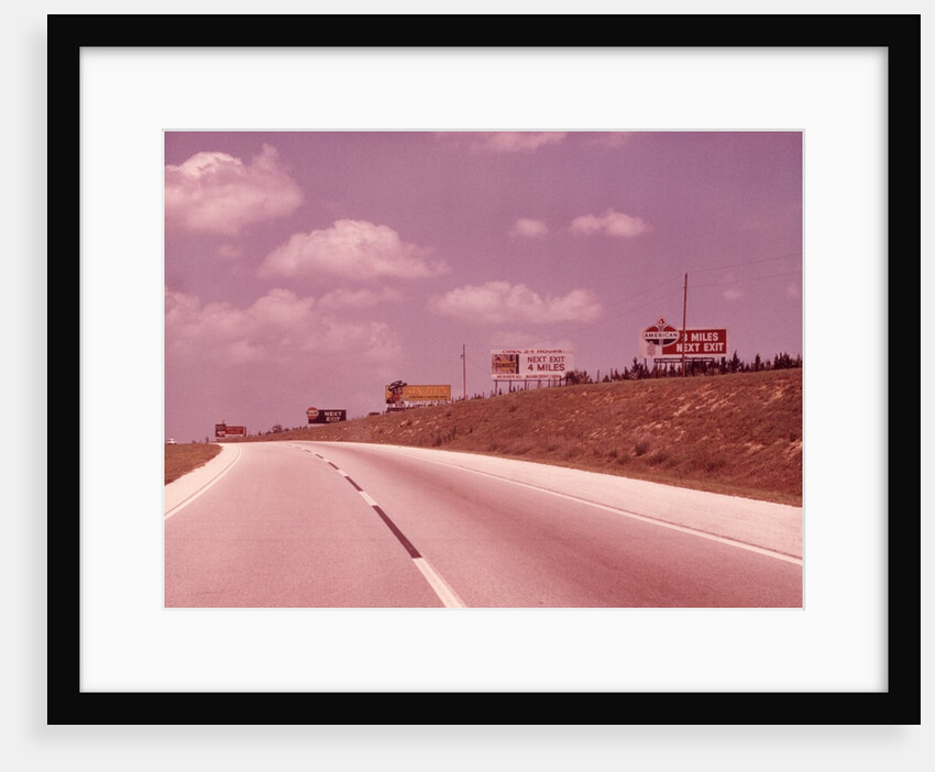 1950s 1960s Empty Highway With Billboards by Anonymous