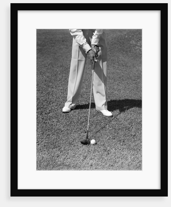 1930s 1940s Man Waist Down With Golf Club Addressing Ball by Anonymous