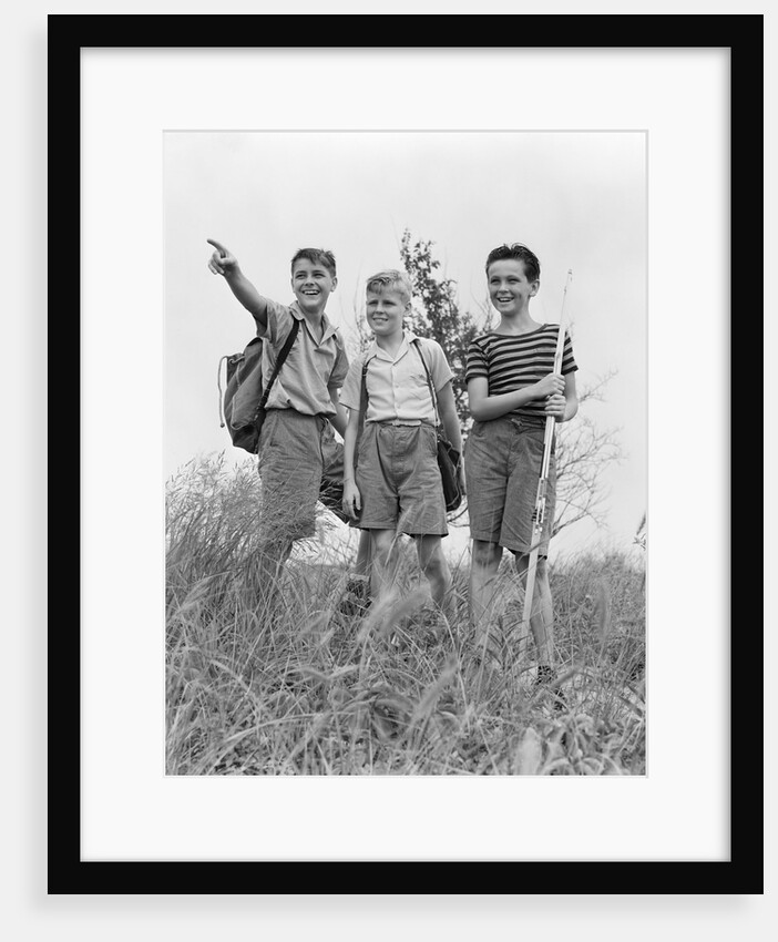 1940s Three Boys Hiking Field by Anonymous