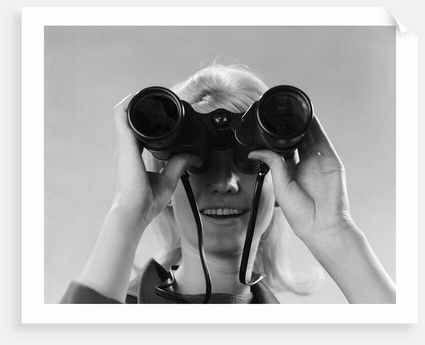 1960s Woman Looking Through Binoculars by Anonymous