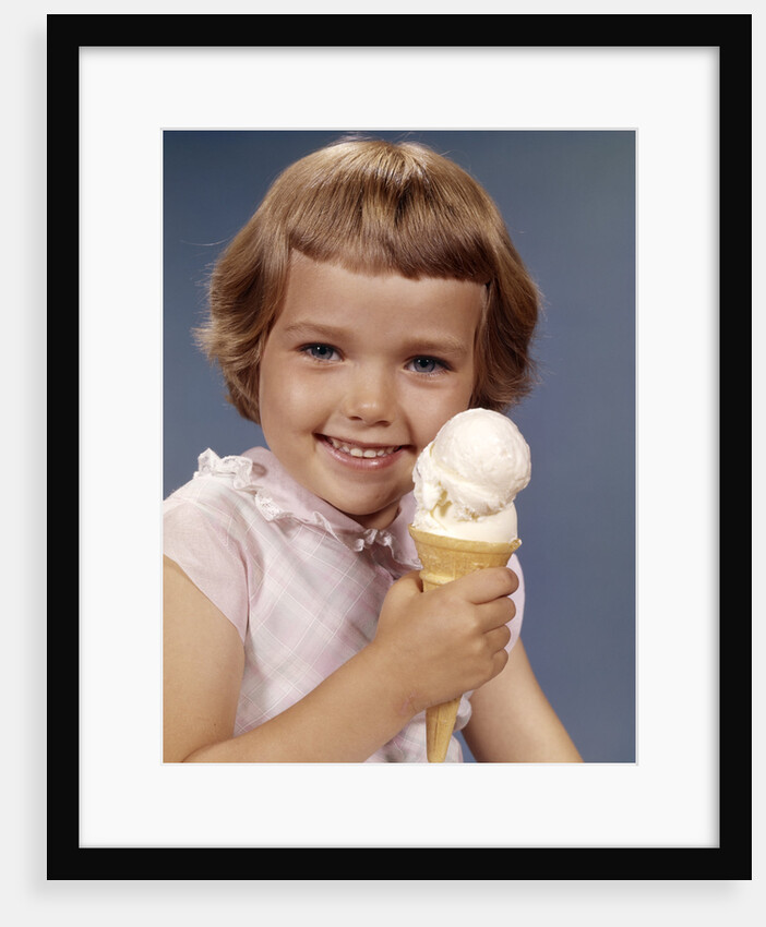 1960s Retro Girl Ice Cream Cone Smile by Anonymous
