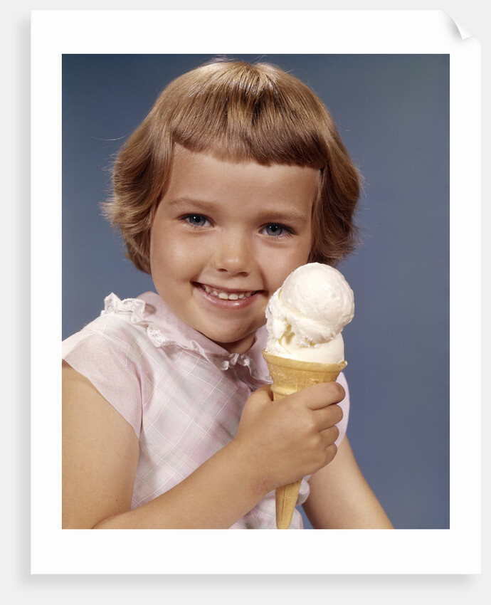 1960s Retro Girl Ice Cream Cone Smile by Anonymous
