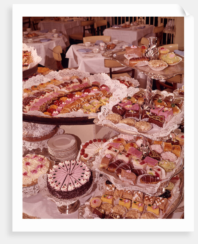 1950s 1960s Dessert Buffet Pastries Petit Fours Pink Sweet Cakes by Anonymous