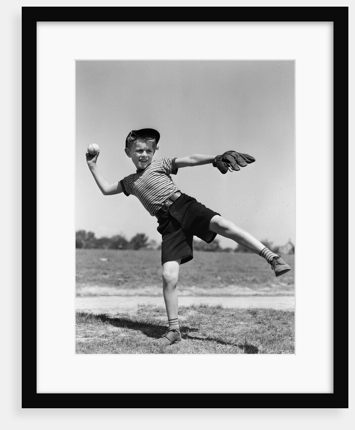 1930s Boy Pitching Throwing Baseball by Anonymous