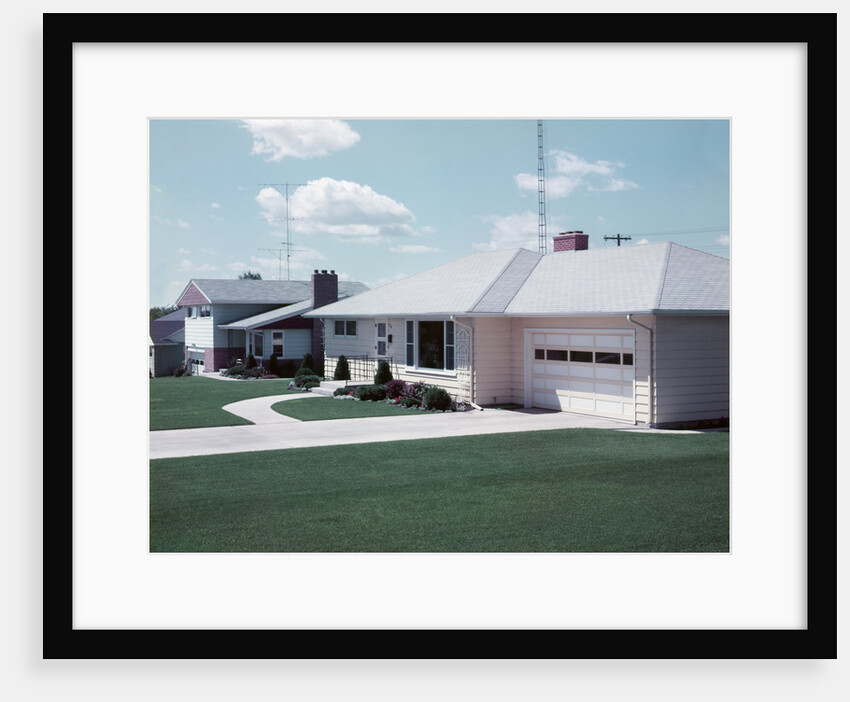 1950s Suburban Single Family House Driveway Garage by Anonymous