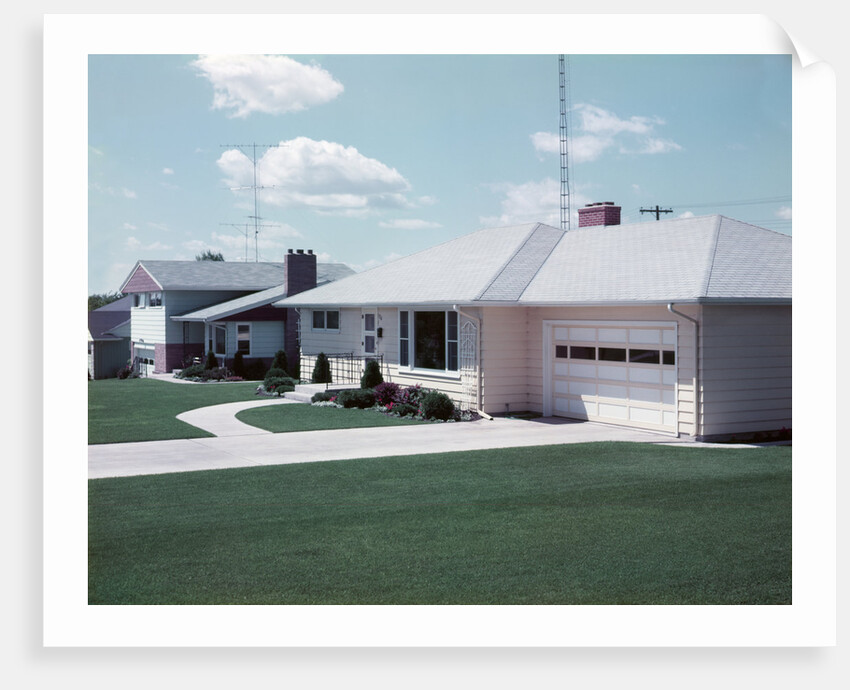 1950s Suburban Single Family House Driveway Garage by Anonymous