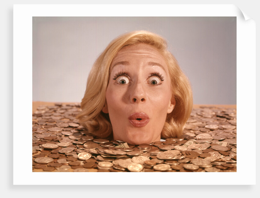1960s Silly Wacky Expression On Funny Woman Drowning In Luck by Anonymous