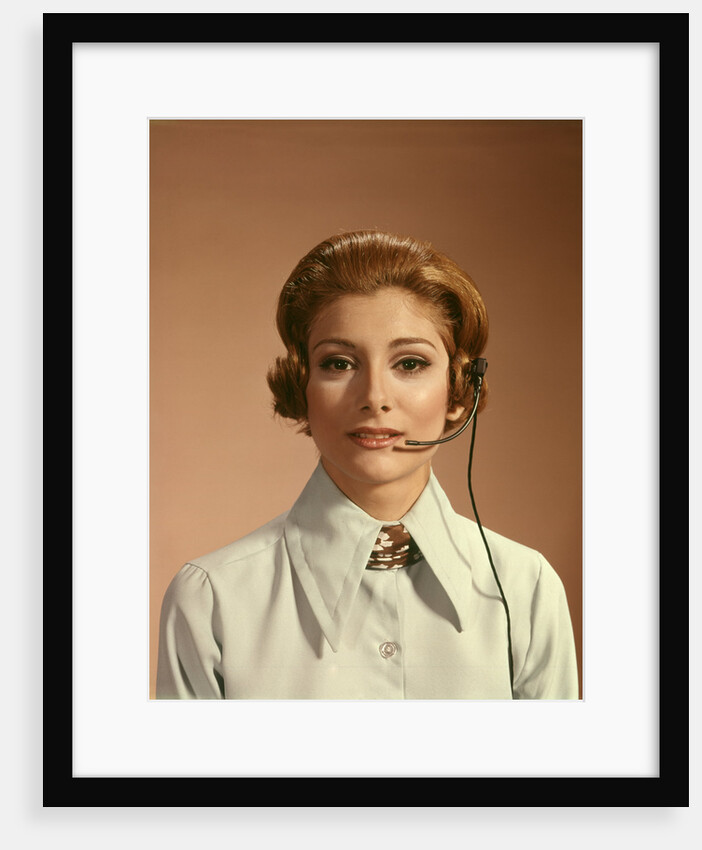 1960s 1970s Portrait Woman Telephone Operator Receptionist Office Worker Wearing Headset by Anonymous