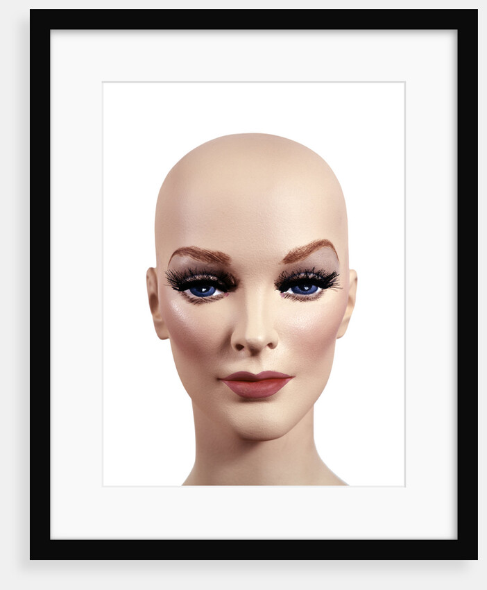 Symbolic Portrait Of Woman Mannequin Head Without Hair 1970s Style Make-Up Studio Indoor by Anonymous