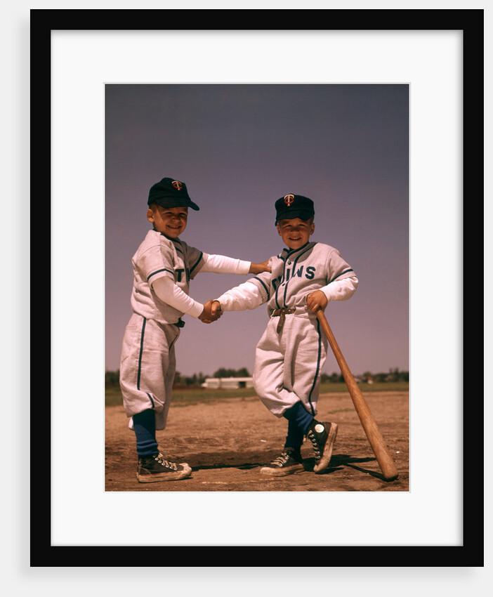 1960s Two Boys Playing Little League Baseball Shaking Hands by Anonymous