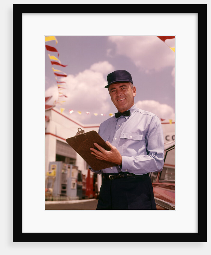 1950s 1960s Mechanic Holding Check List On Clipboard by Anonymous