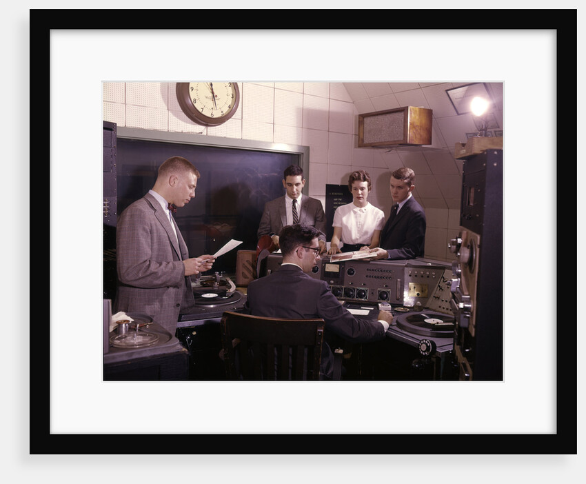 1960s Disc Jockeys In Radio Station Control Room by Anonymous