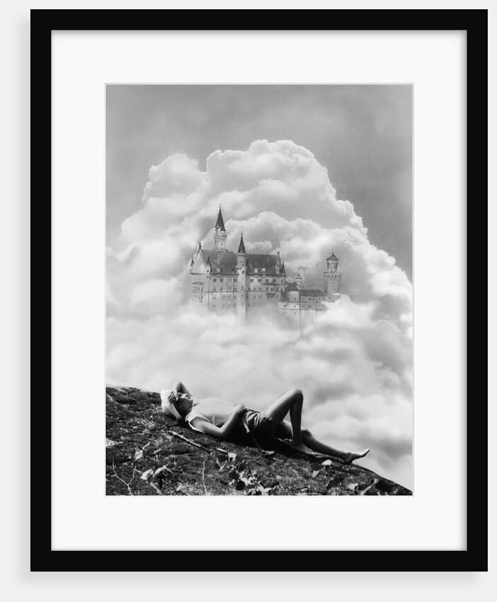1930s Montage Of Young Woman Dreaming Of A Castle In The Clouds by Anonymous