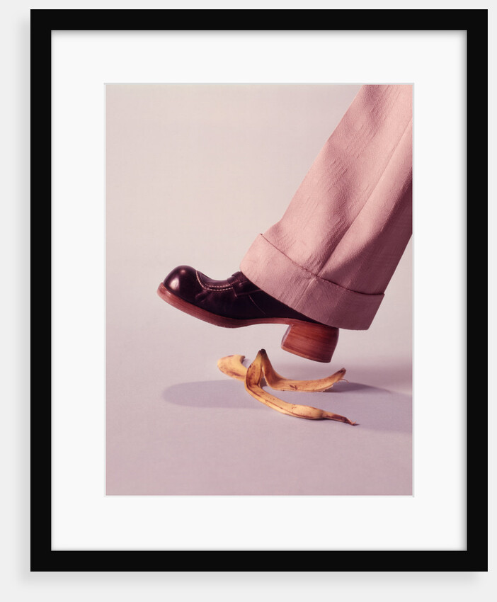 1970s Man About To Slip On Banana Peel by Anonymous